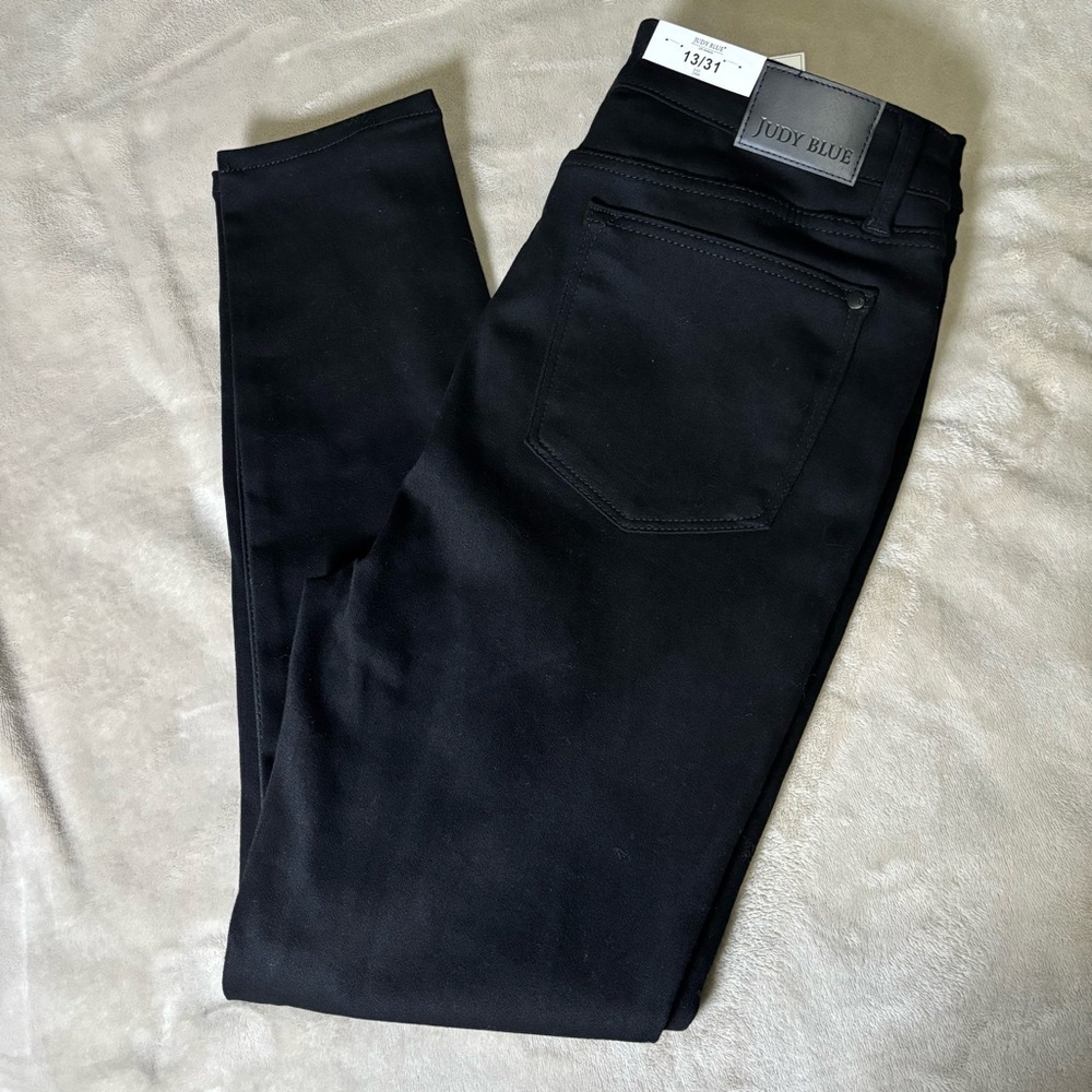 Judy Blue Faux Leather Skinny Pants Black Denim Jeans. - Picture 4 of 8
